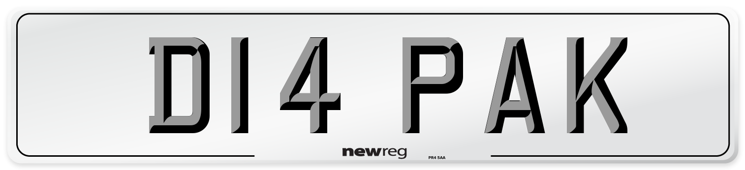 D14 PAK Number Plate from New Reg